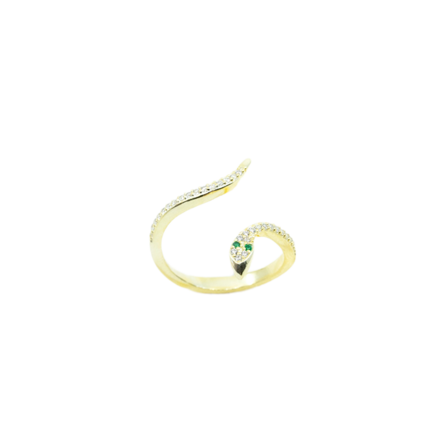 Gold Snake Ring With Emerald Eyes - shopzeyzey