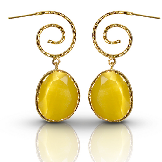 Aurora Yellow Spiral Gold Earrings - shopzeyzey