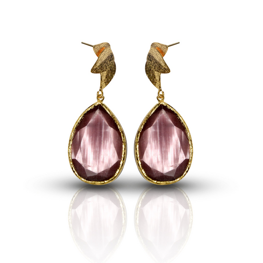 Aurora Purple Tulip Gold Earrings - shopzeyzey