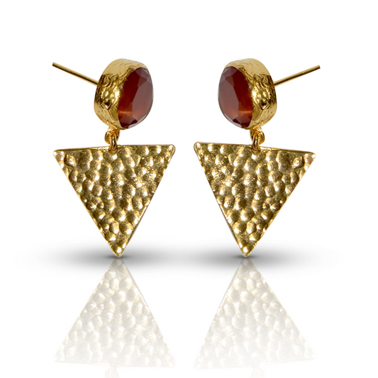 Aurora Orange Triangle Gold Earrings - shopzeyzey