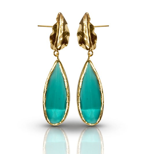 Aurora Pine Leaf Gold Earrings - shopzeyzey