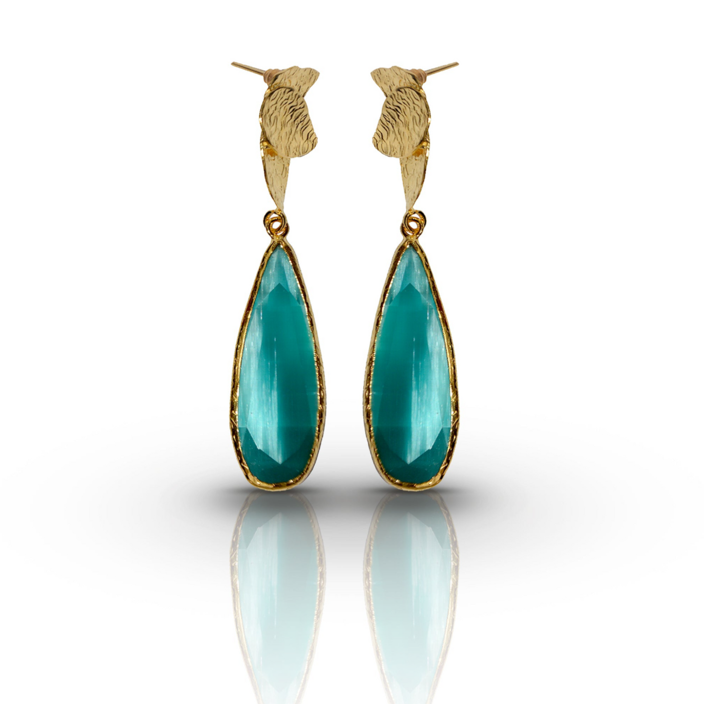 Aurora Turquoise Tulip Gold Earrings - shopzeyzey
