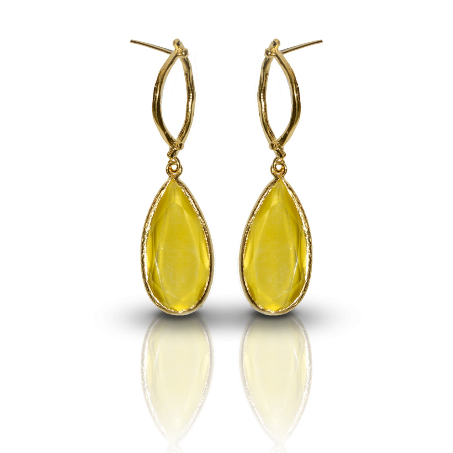 Aurora Mustard Oval Gold Earrings - shopzeyzey