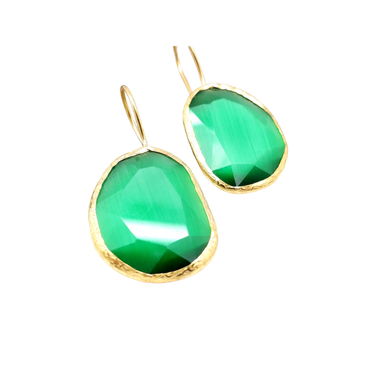 Emerald Cat Eye Earrings - shopzeyzey