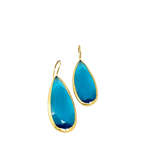 Ocean Blue Gold Earrings - shopzeyzey