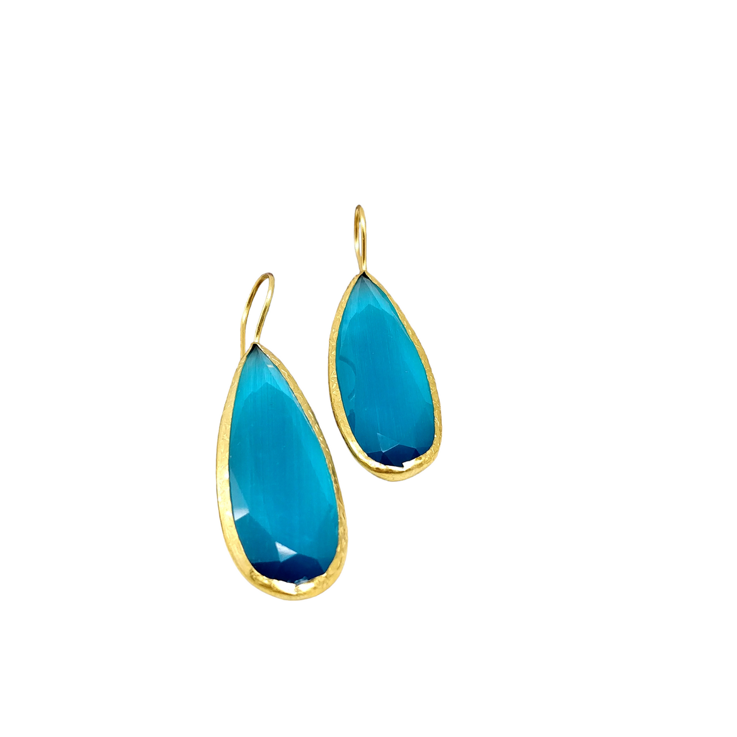 Ocean Blue Gold Earrings - shopzeyzey