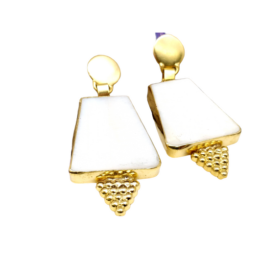 Sunshine Mother Pearl Gold Earrings - shopzeyzey