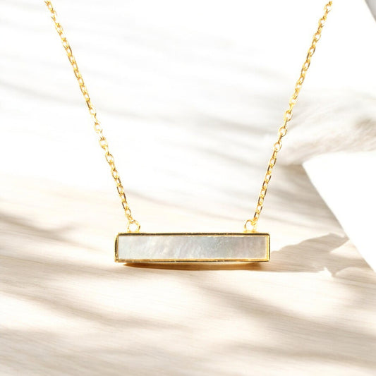 Mother of Pearl necklace with 18K gold-plated sterling silver chain