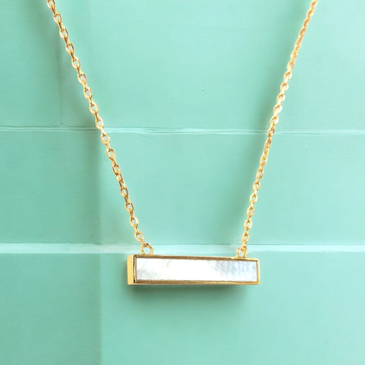 Mother of Pearl necklace with 18K gold-plated sterling silver chain