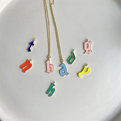 Colorful Enamel Letter Necklace - shopzeyzey