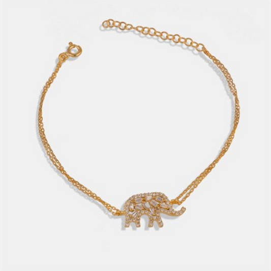Baguette Zircon Elephant Bracelet - shopzeyzey