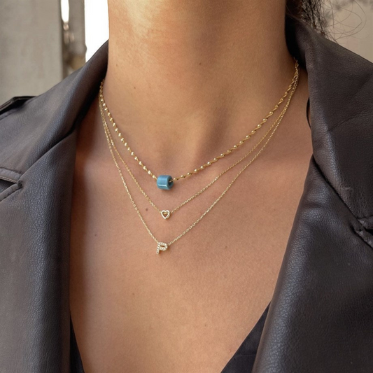 Blue Bead Chain Necklace - shopzeyzey