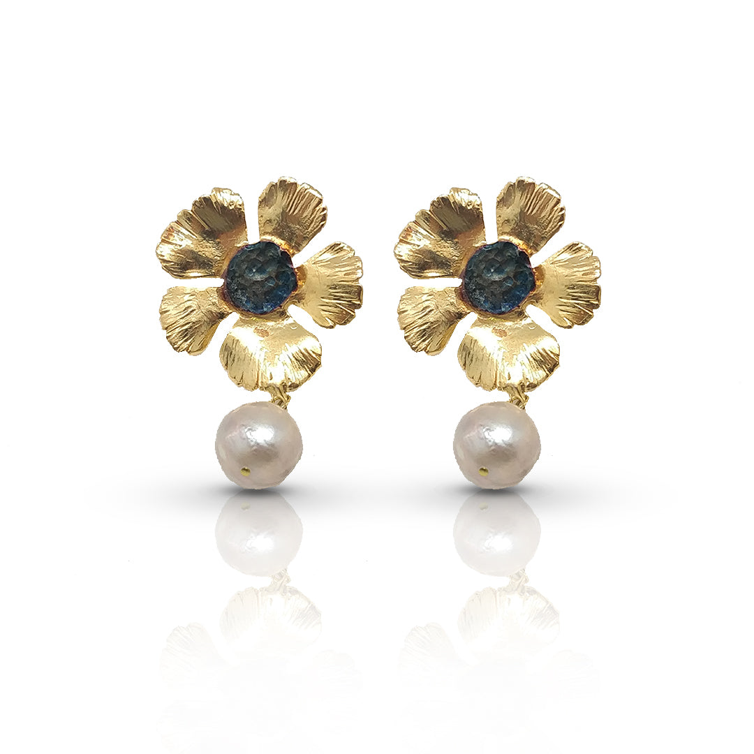 Timeless Elegance | Handmade Gold-Plated Pearl Earrings - shopzeyzey