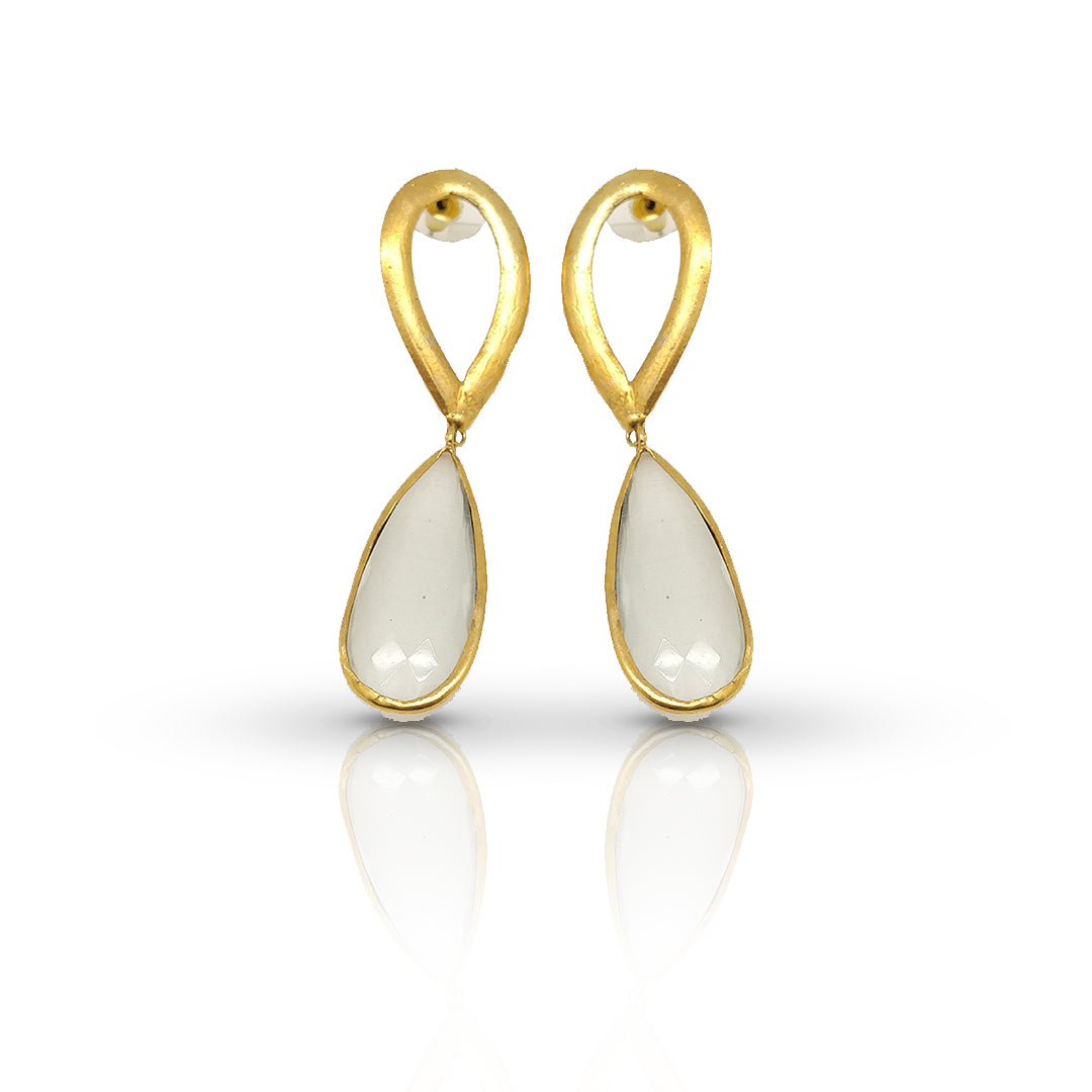 Mystical Allure | Handmade Gold-Plated White Cat's Eye Earrings - shopzeyzey