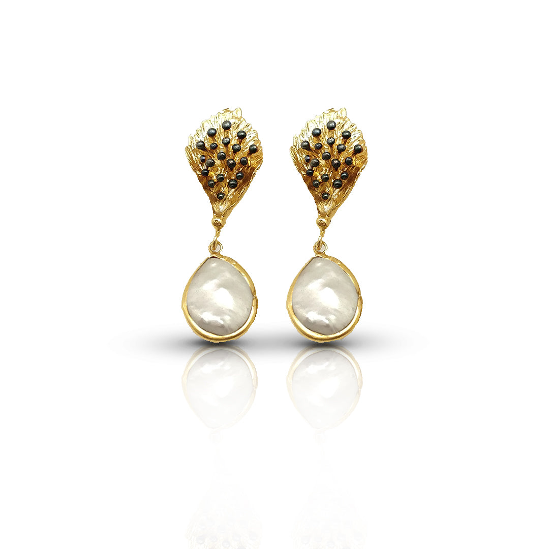 Elegant Bloom Tops | Handmade Gold-Plated Pearl Earrings - shopzeyzey