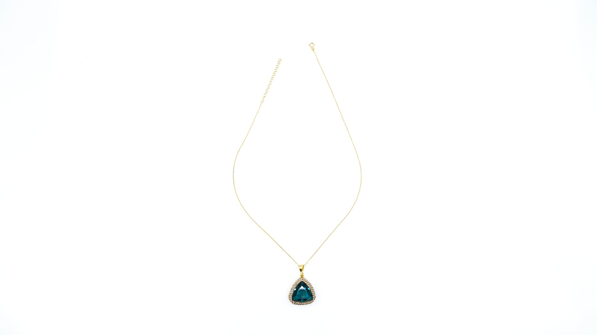 Triangle Pendant Necklace Navy Blue Stone - shopzeyzey