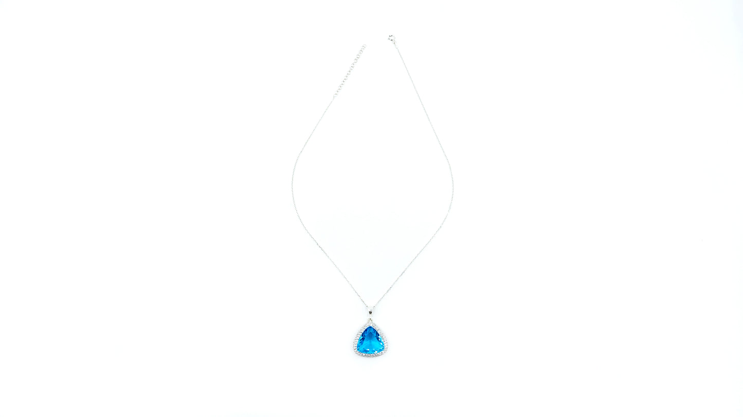 Triangle Pendant Necklace Baby Blue Stone - shopzeyzey