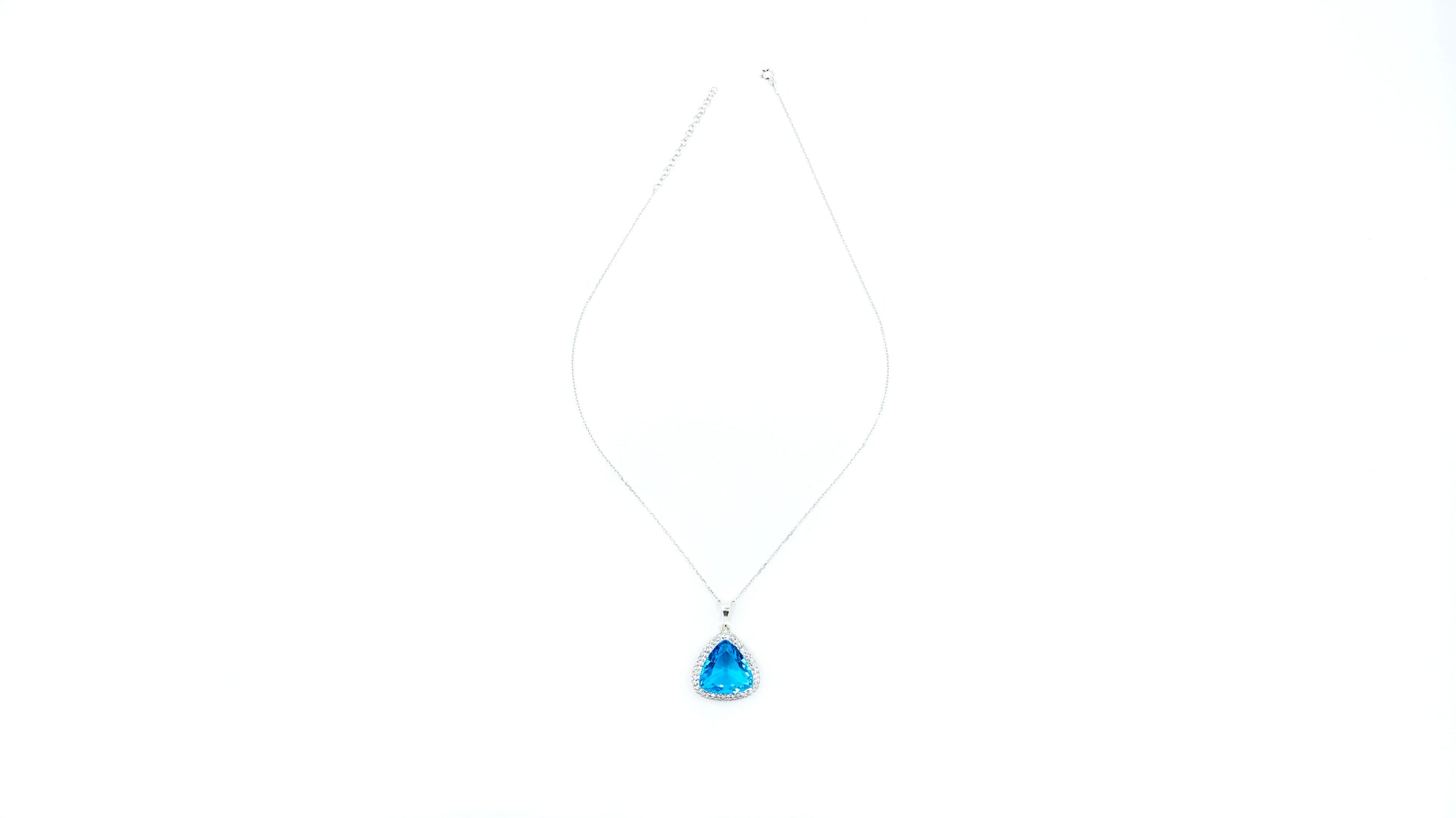 Triangle Pendant Necklace Baby Blue Stone - shopzeyzey