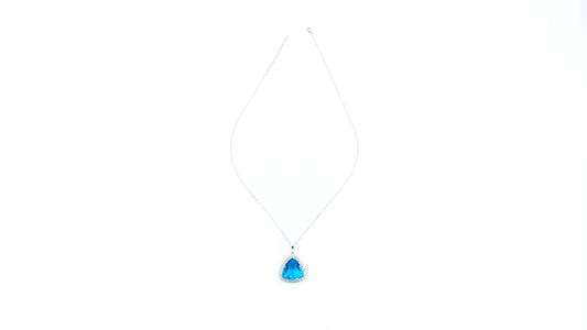 Triangle Pendant Necklace Baby Blue Stone - shopzeyzey