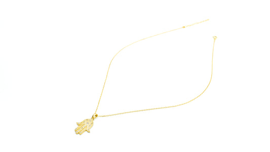 Gold Hamza Necklace with CZ stones - shopzeyzey