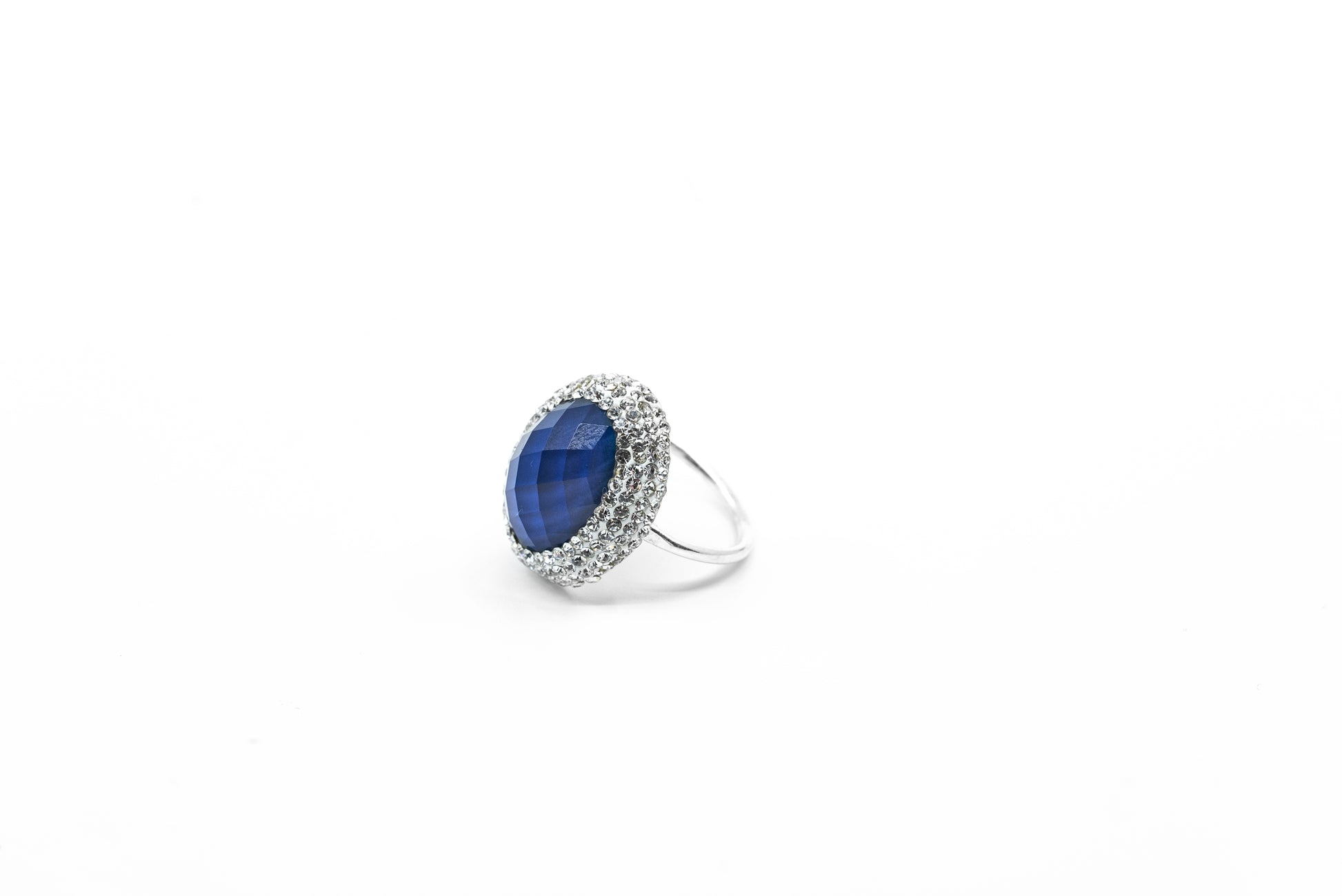 Emerald cut blue stone ring - shopzeyzey