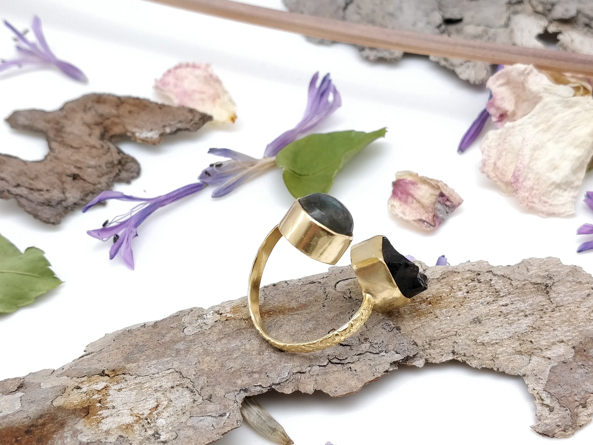 Garnet Double Gold Ring - shopzeyzey
