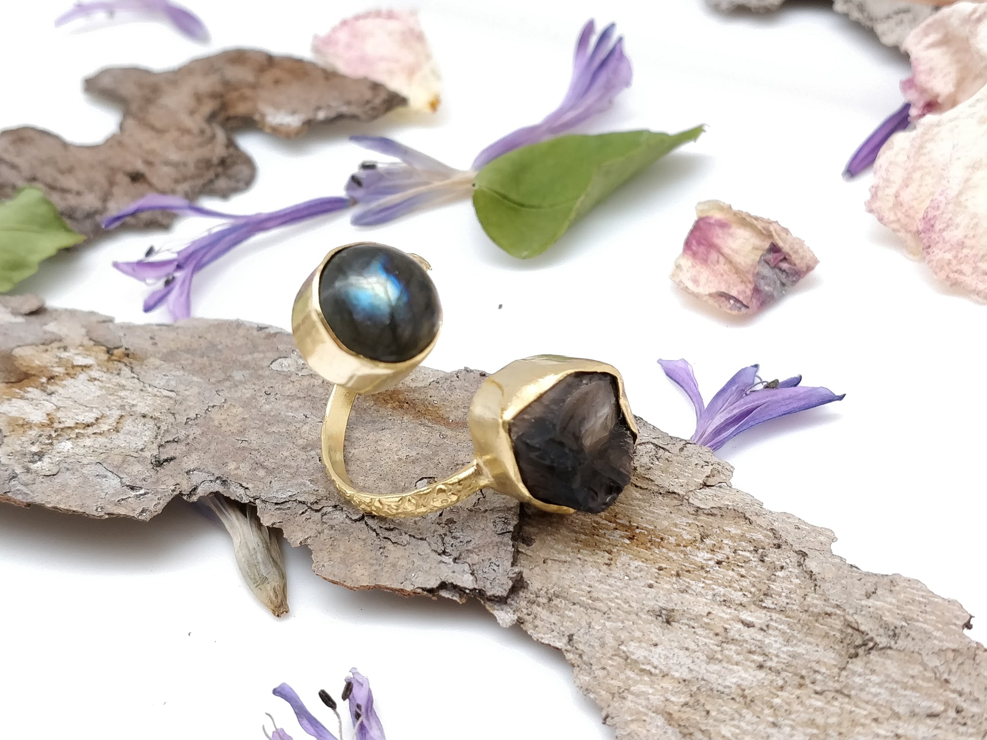 Garnet Double Gold Ring - shopzeyzey