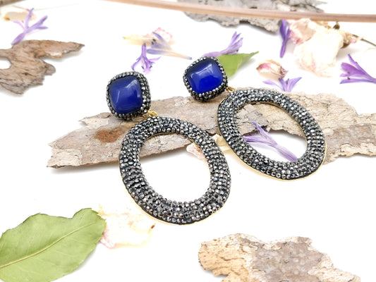 Sapphire Round Earrings - shopzeyzey