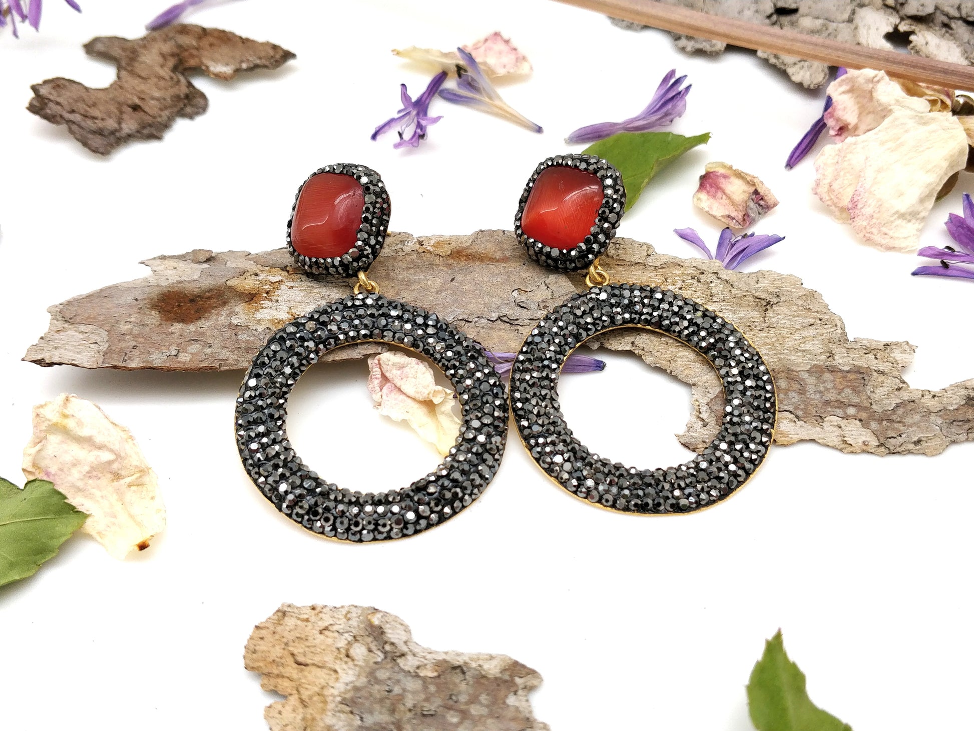 Ruby Round Earrings - shopzeyzey