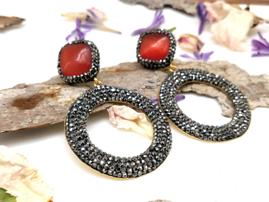 Ruby Round Earrings - shopzeyzey