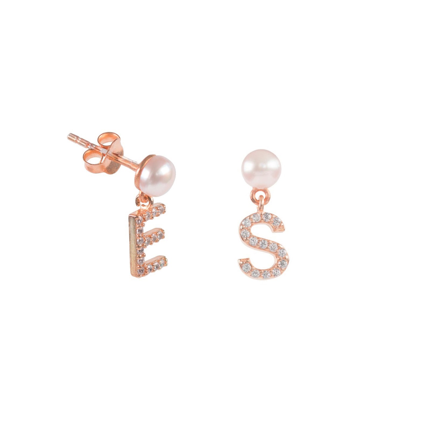 Personalized Diamond Initial Pearl Earring - shopzeyzey